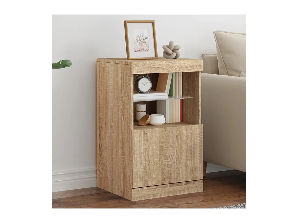 Buffet avec lumières LED chêne sonoma 41x37x67 cm