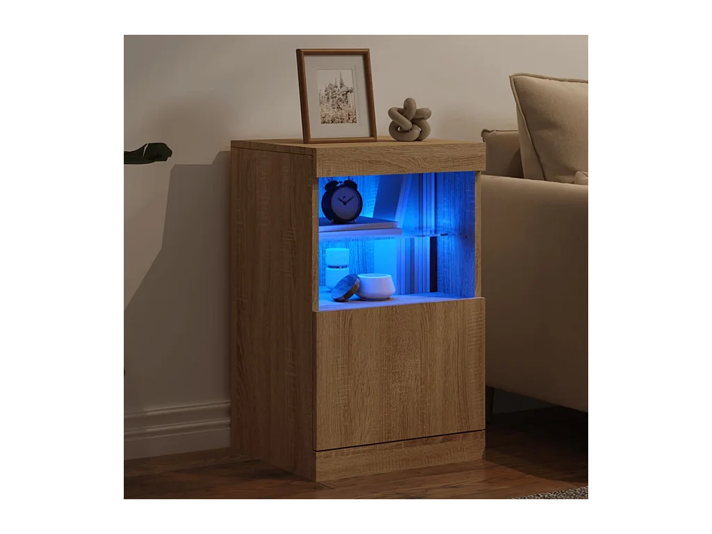 Buffet avec lumières LED chêne sonoma 41x37x67 cm