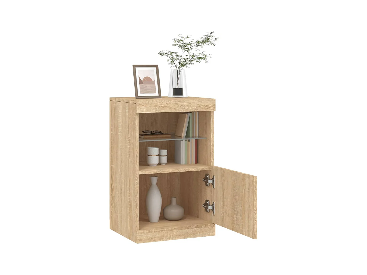 Buffet avec lumières LED chêne sonoma 41x37x67 cm