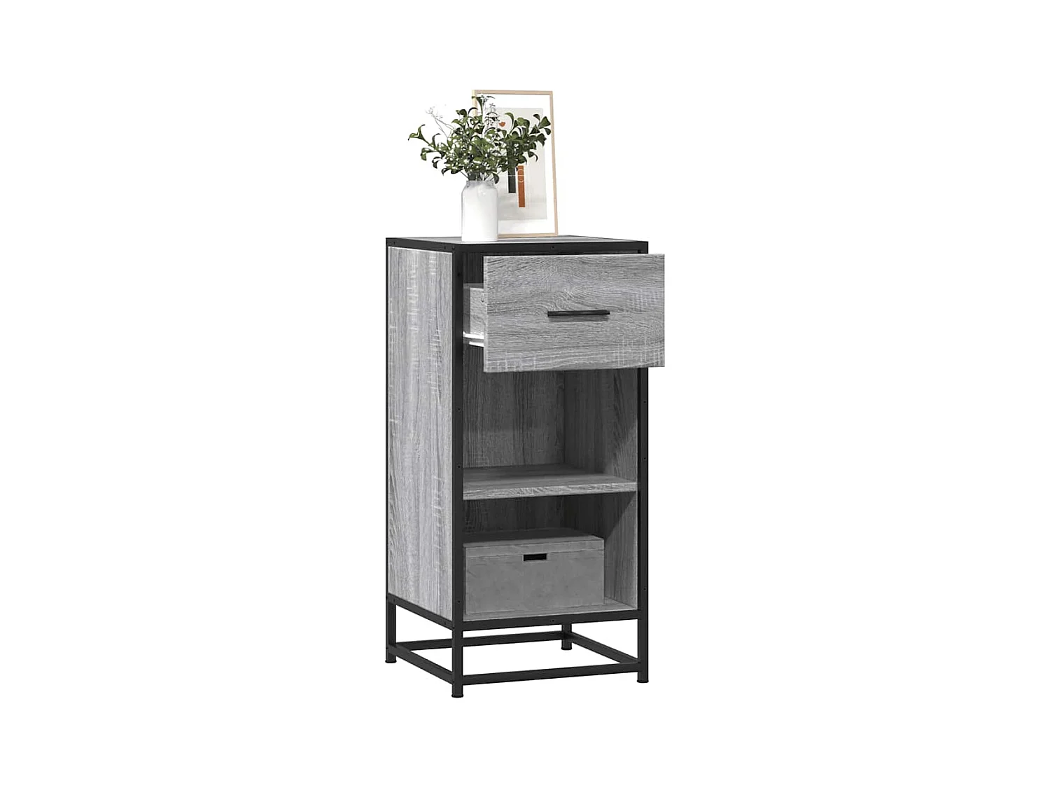 Buffet sonoma gris 35,5x35x76 cm bois d'ingénierie et métal