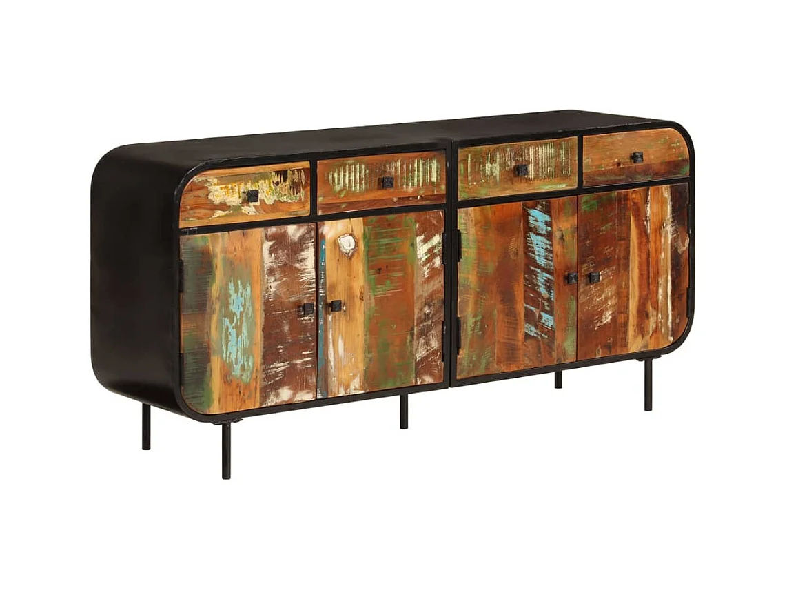 Buffet 140x35x70 cm bois massif de récupération et métal