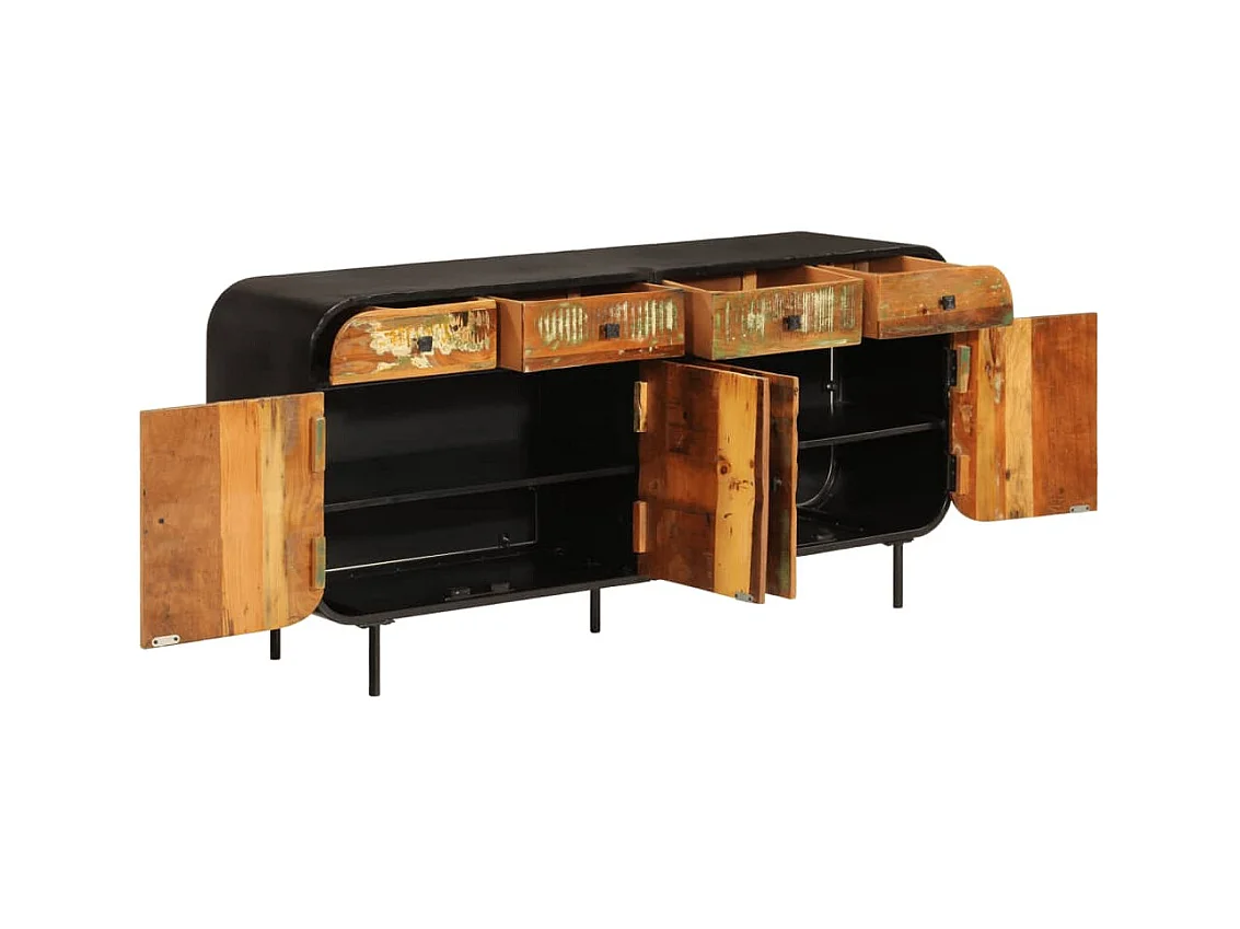 Buffet 140x35x70 cm bois massif de récupération et métal
