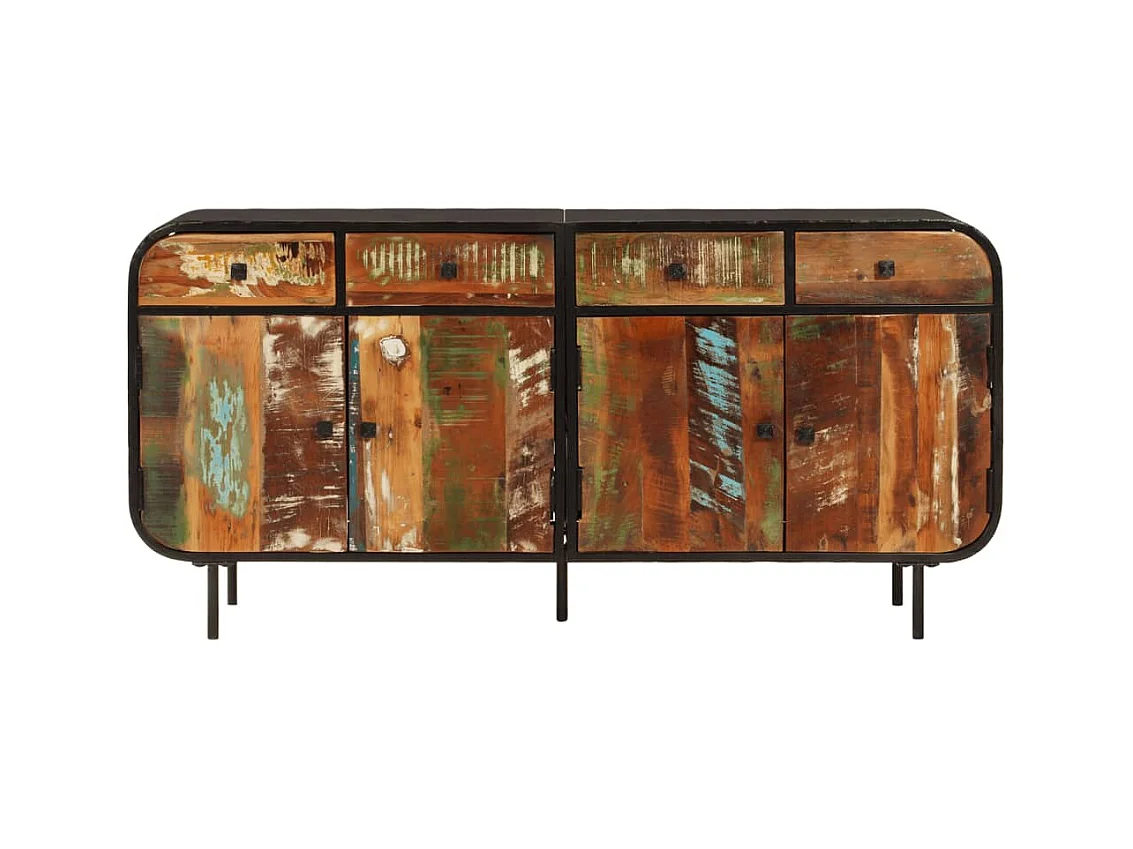 Buffet 140x35x70 cm bois massif de récupération et métal