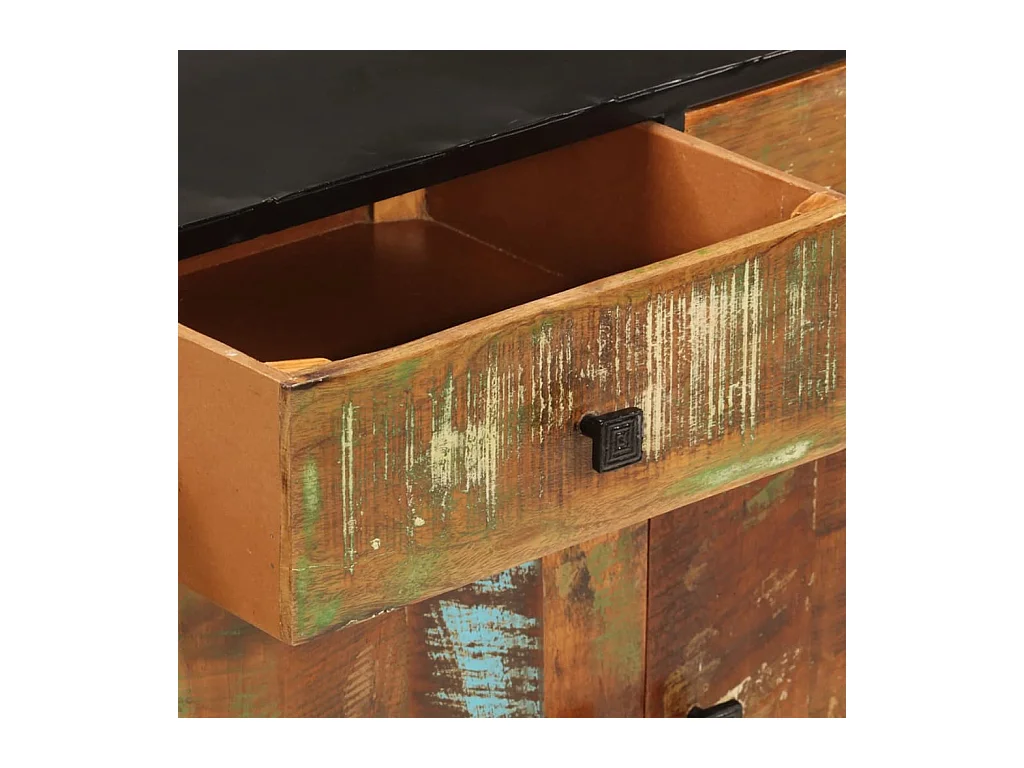Buffet 140x35x70 cm bois massif de récupération et métal