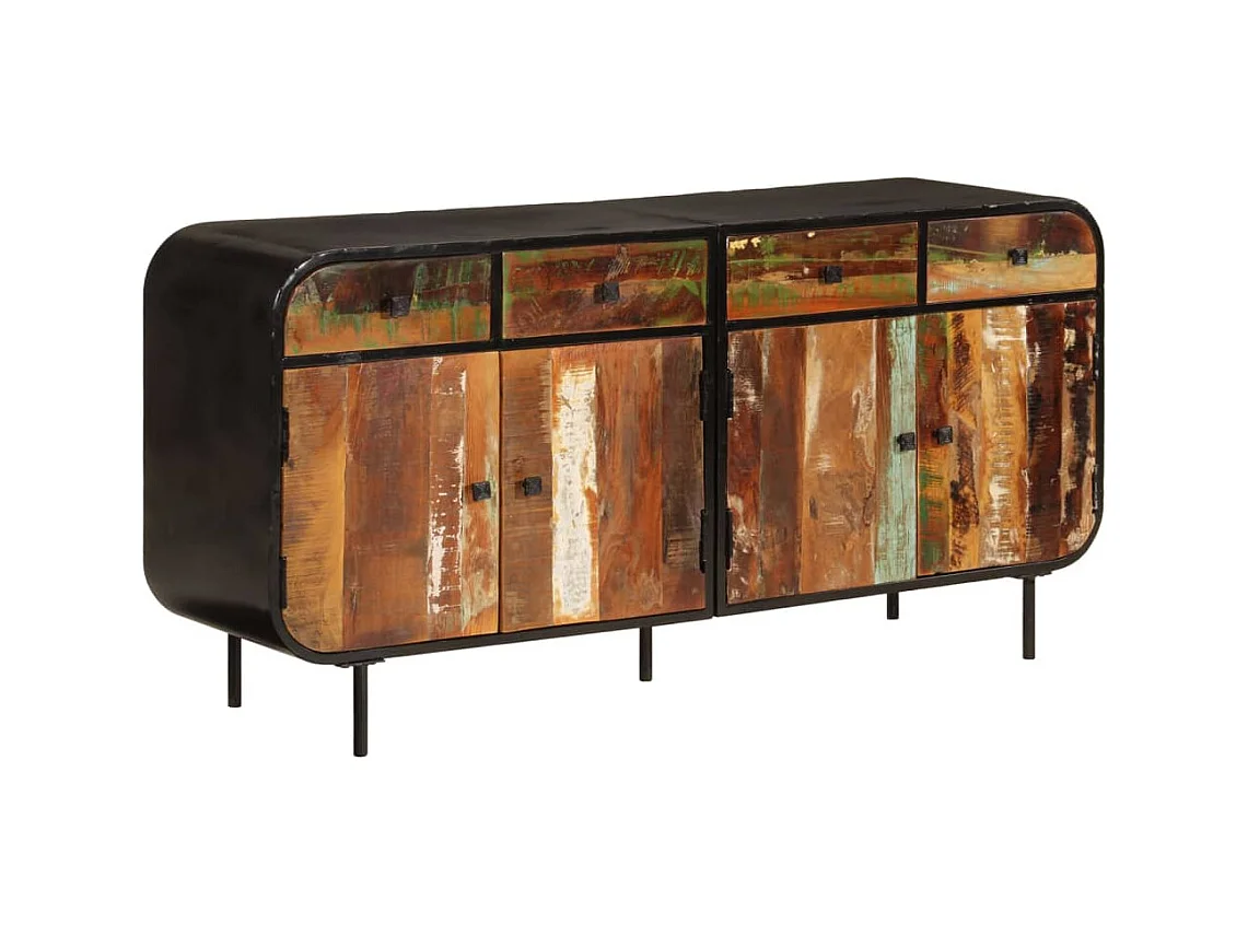 Buffet 140x35x70 cm bois massif de récupération et métal