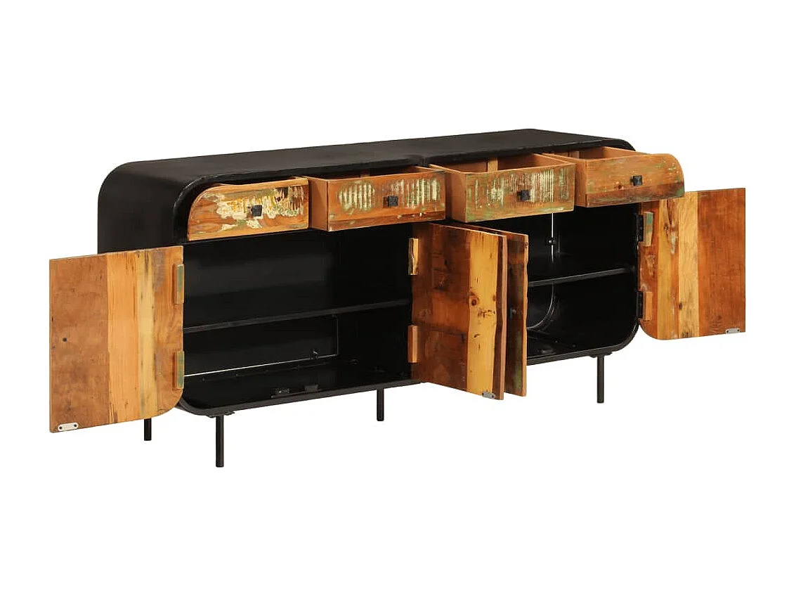 Buffet 140x35x70 cm bois massif de récupération et métal