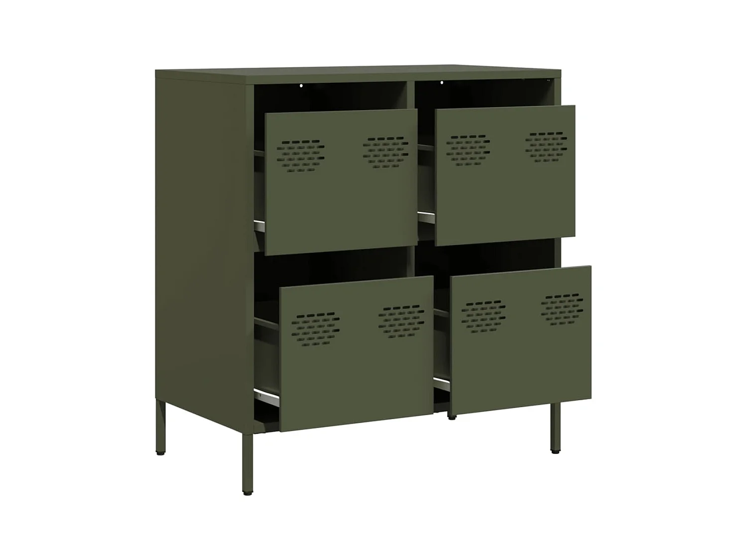 Olivgrünes Sideboard 68x39x73,5 cm kaltgewalzter Stahl