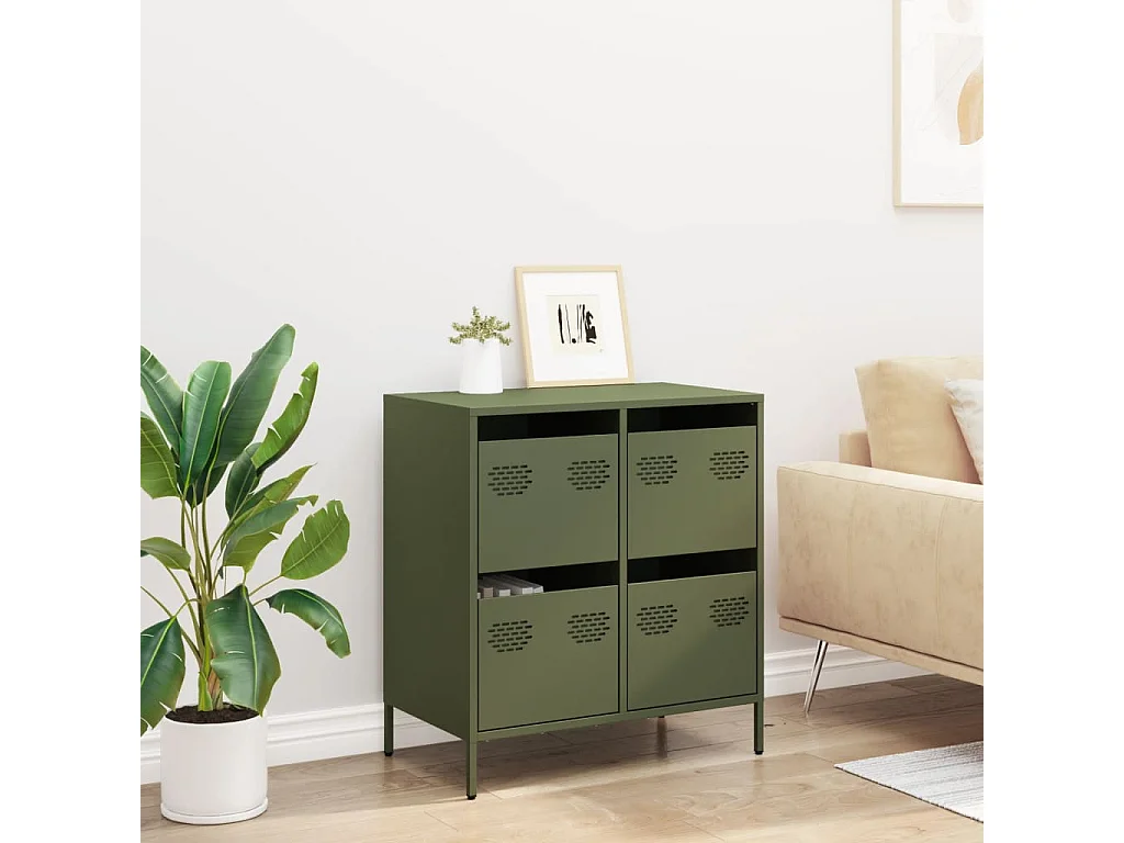 Buffet vert olive 68x39x73,5 cm acier laminé à froid