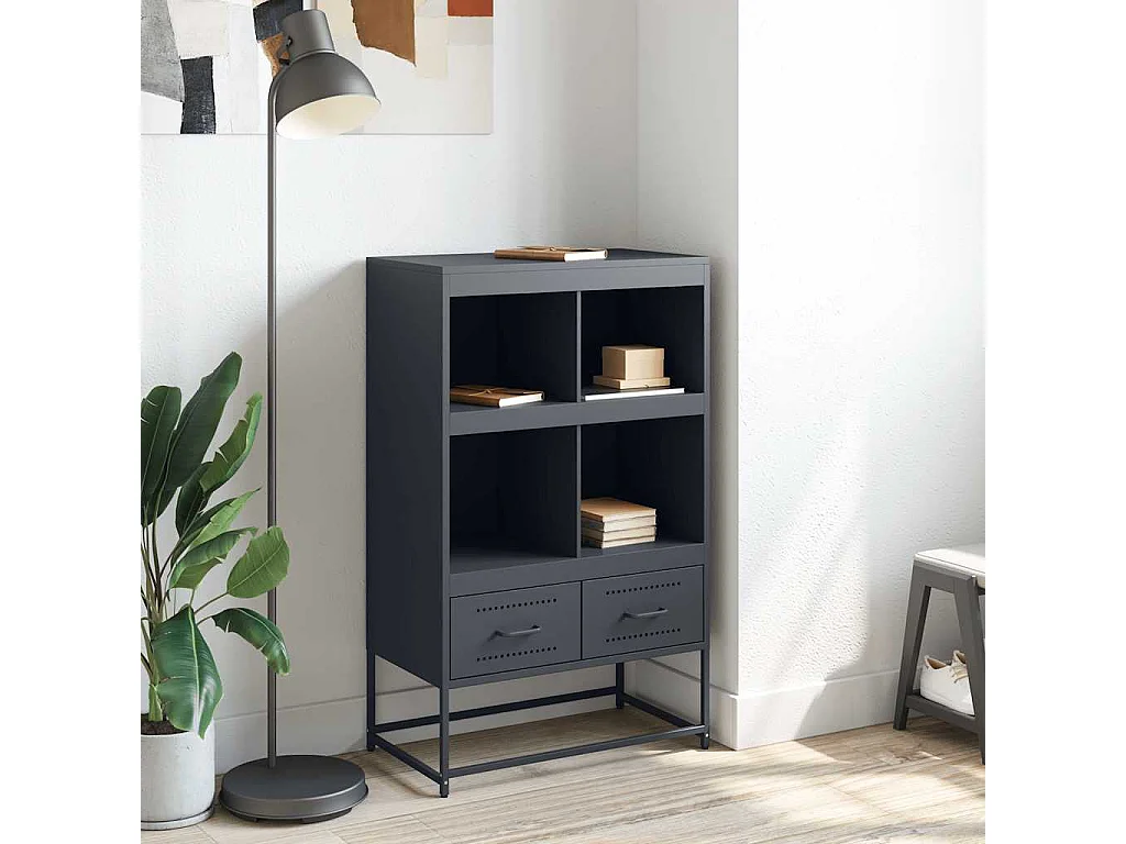 Buffet haut anthracite 68x39x111,5 cm acier