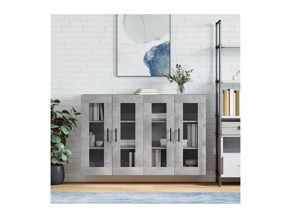Armoires murales 2 pcs gris béton bois d'ingénierie
