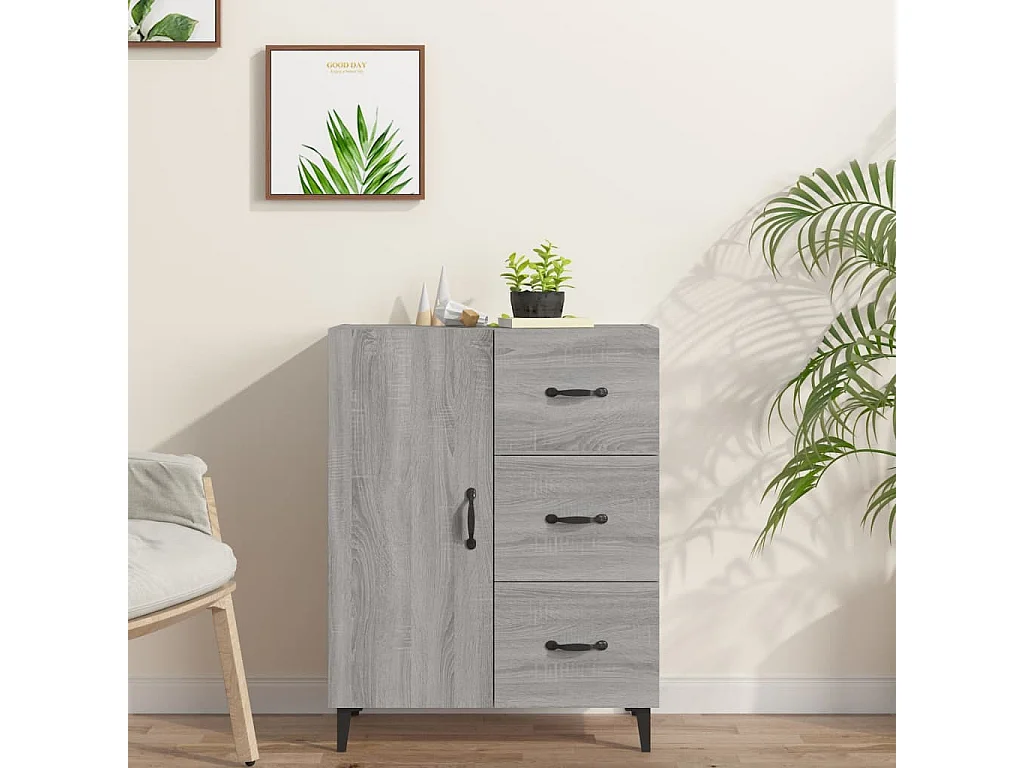 Credenza Sonoma grigia 69,5x34x90 cm in legno ingegnerizzato