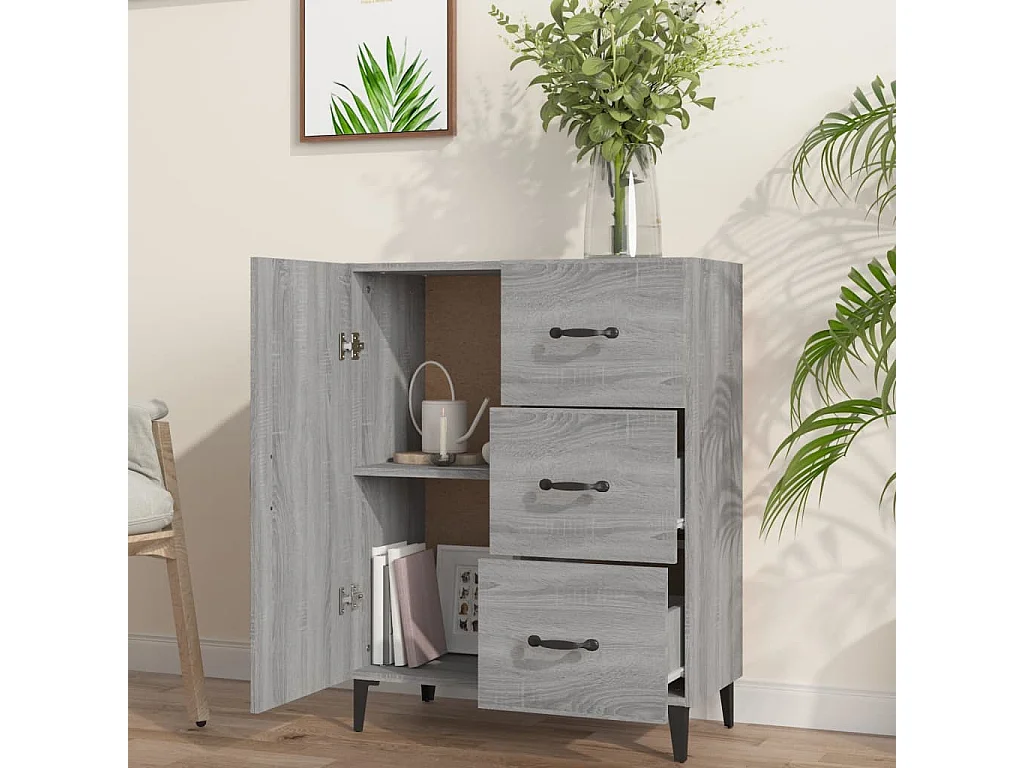 Credenza Sonoma grigia 69,5x34x90 cm in legno ingegnerizzato