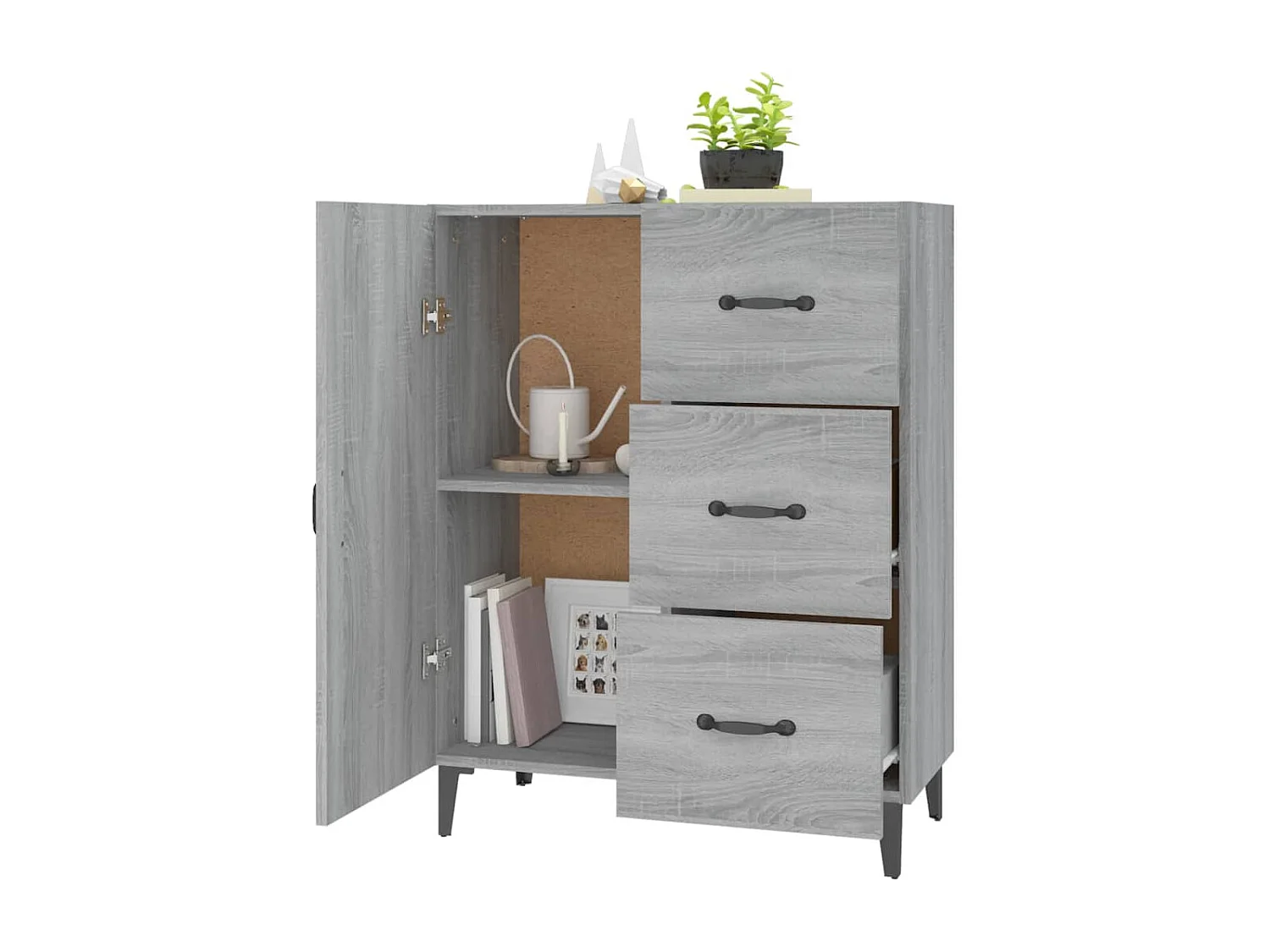 Credenza Sonoma grigia 69,5x34x90 cm in legno ingegnerizzato