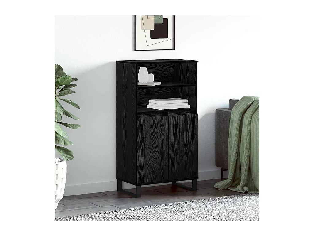 Haut Armoire Noir 60 x 36 x 110 cm Bois d'ingénierie