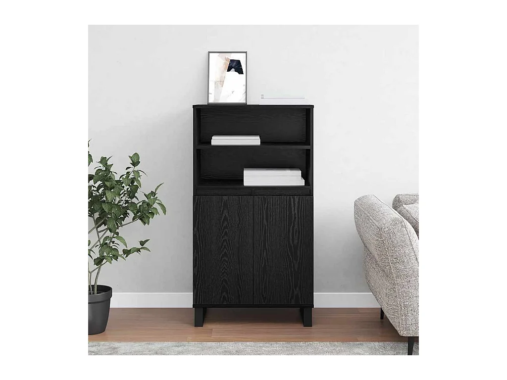 Haut Armoire Noir 60 x 36 x 110 cm Bois d'ingénierie