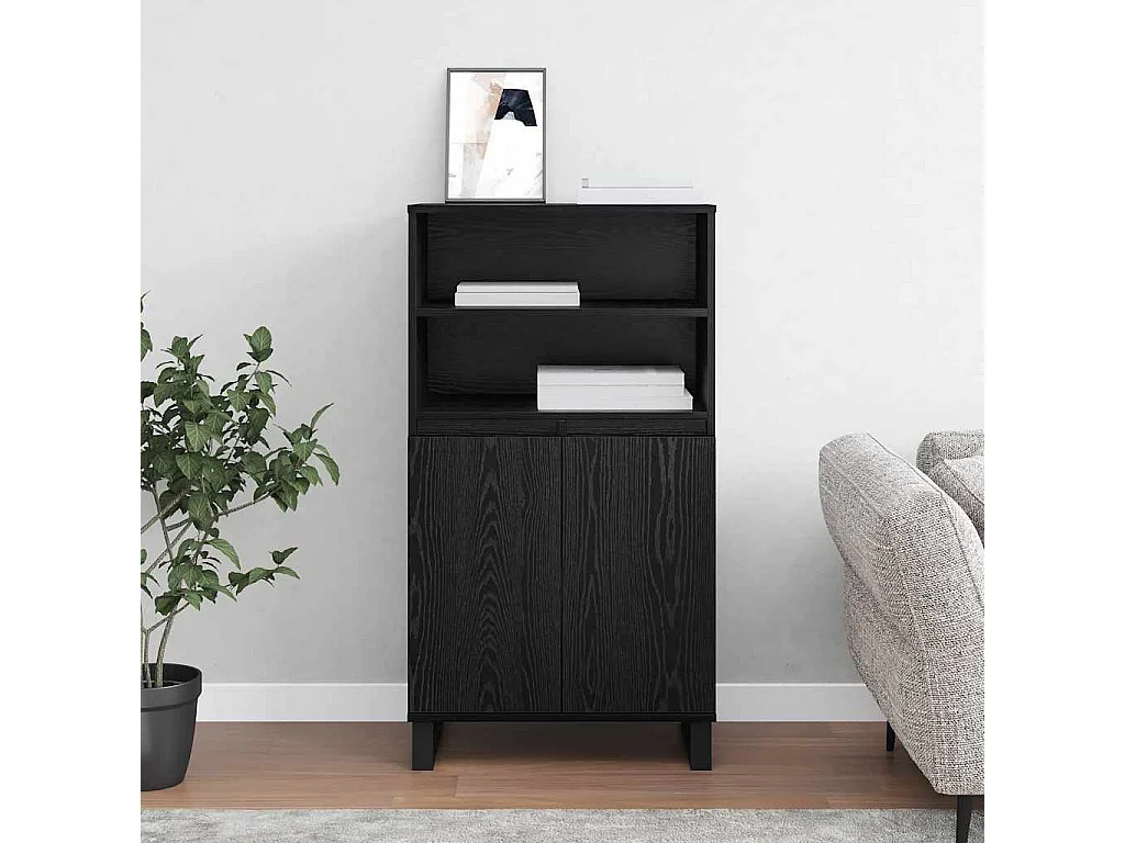 Haut Armoire Noir 60 x 36 x 110 cm Bois d'ingénierie