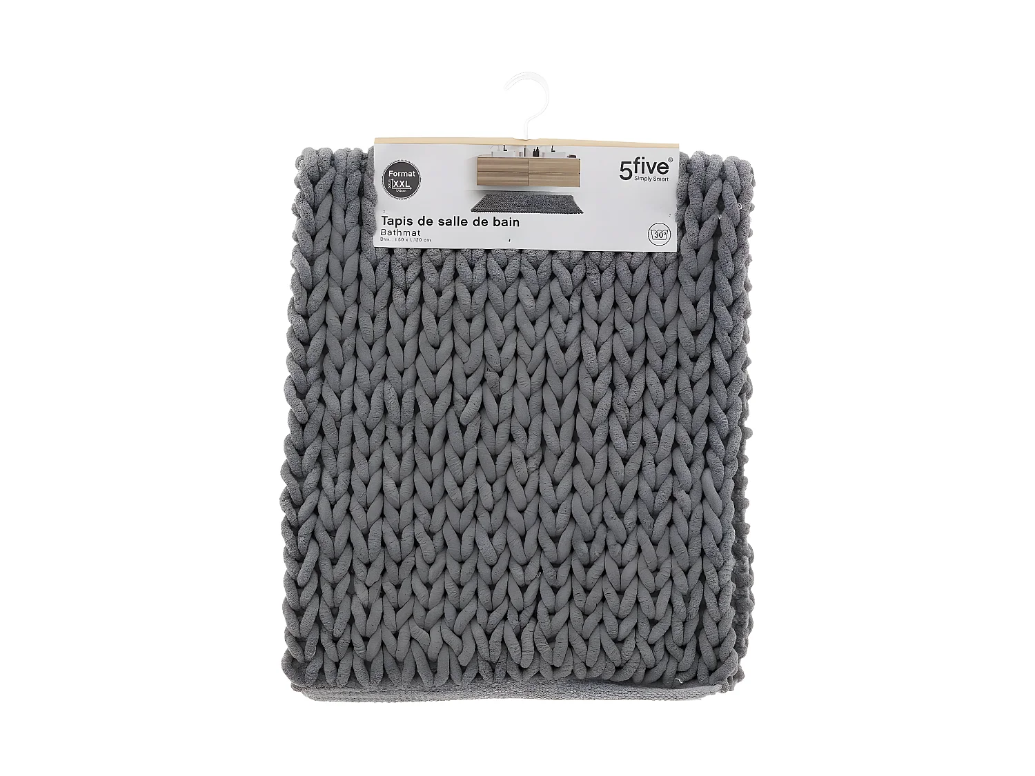 Grand Tapis de Salle de Bain épais Gris 50 x 120 cm