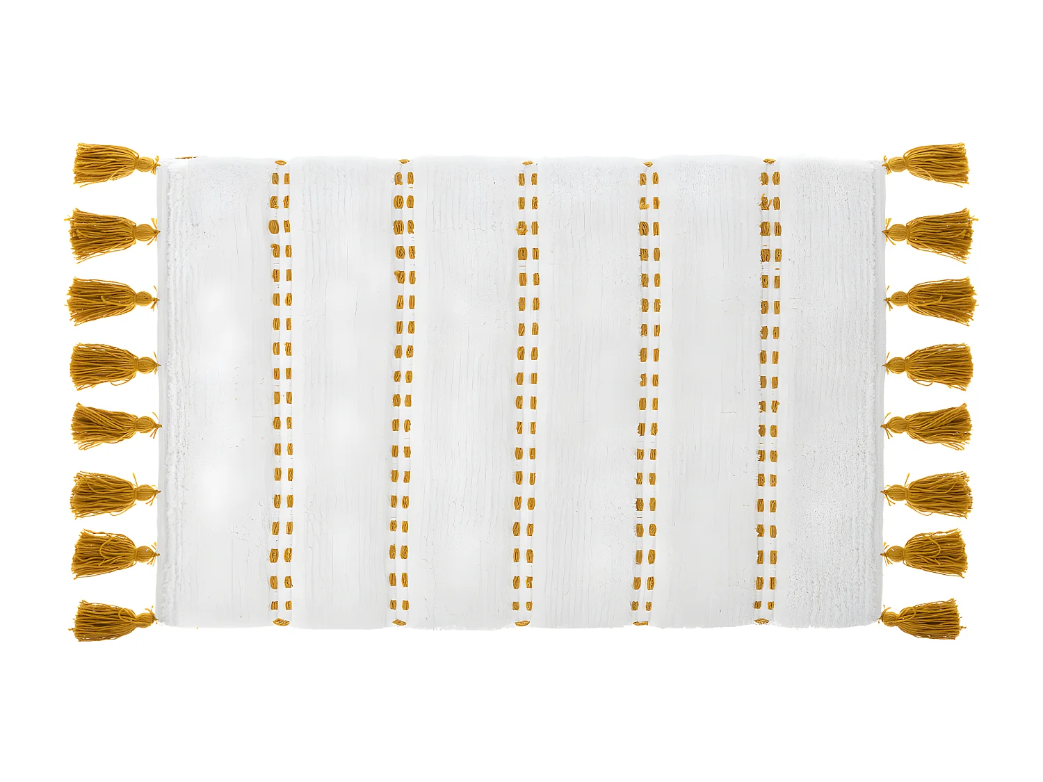 Tapis de Salle de Bain en Coton avec pompons Ocre 50 x 75 cm