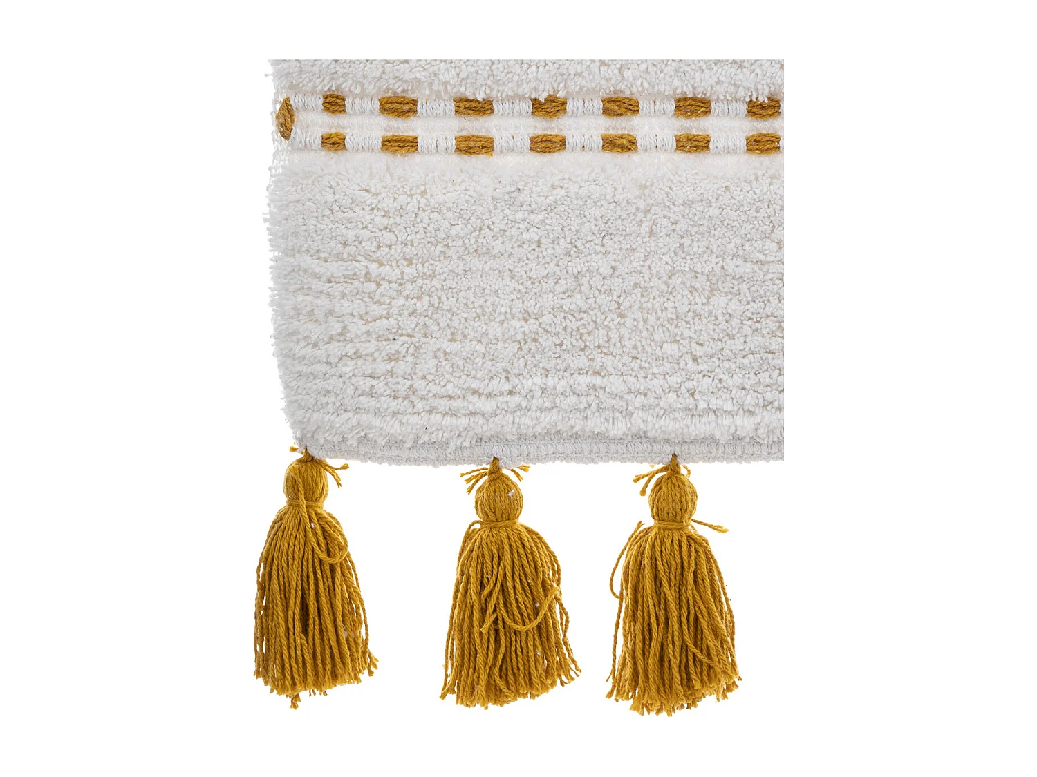 Tapis de Salle de Bain en Coton avec pompons Ocre 50 x 75 cm