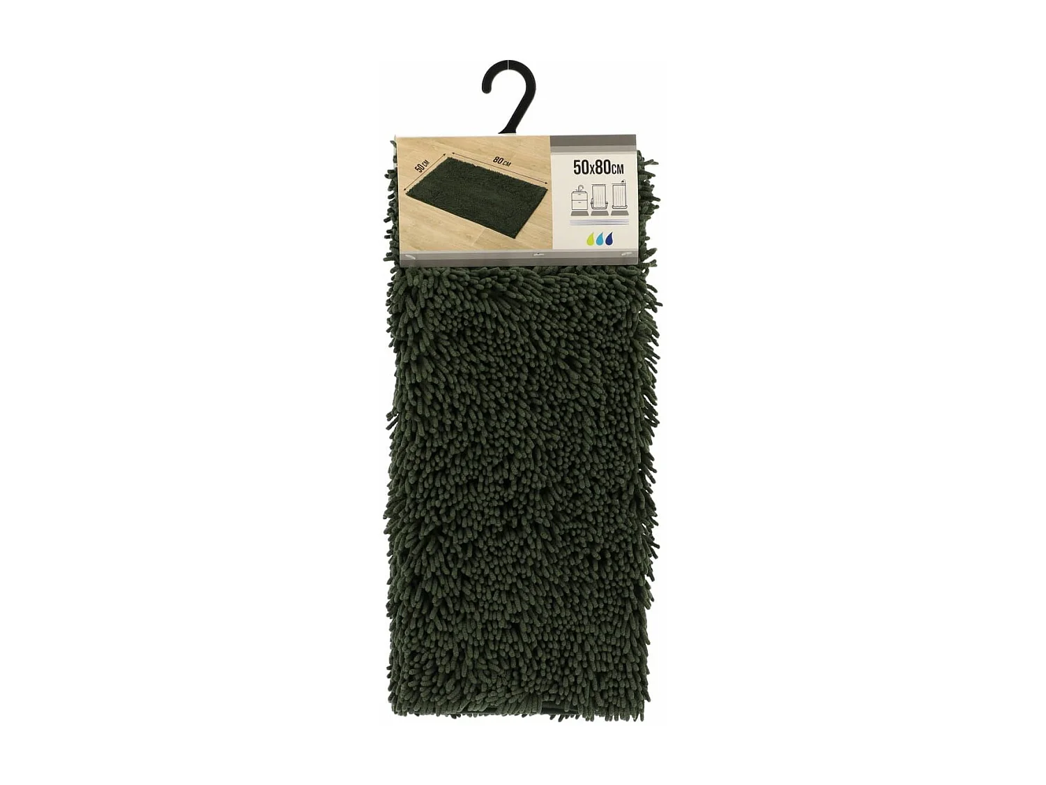 Tapis de salle de bain Vert Sapin en Microfibre chenille 50 x 80 cm