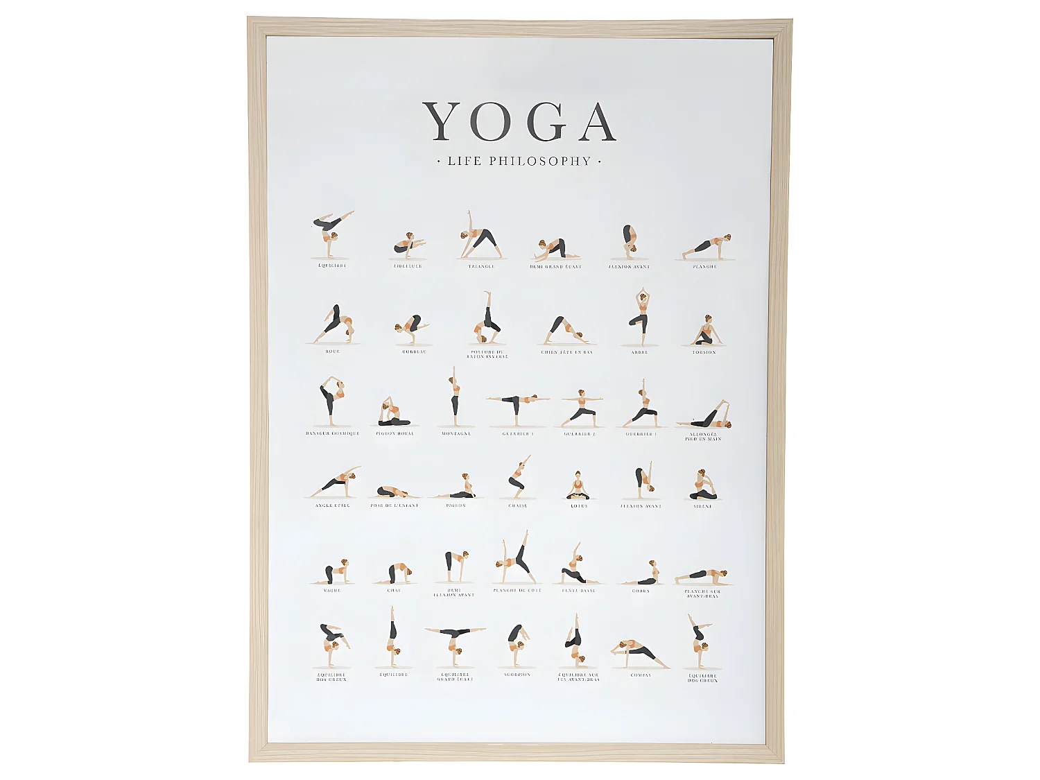 Affiche "Yoga" encadrée et sous-verre 52 x 72 cm