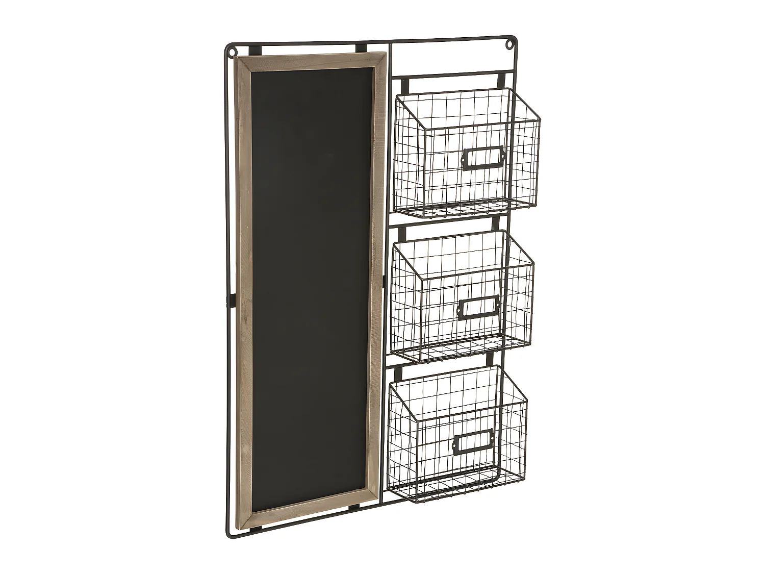 Tableau Mémo Ardoise avec paniers style industriel 50 x 70 cm