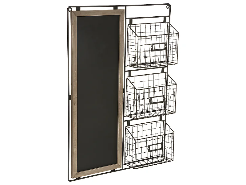 Tableau Mémo Ardoise avec paniers style industriel 50 x 70 cm