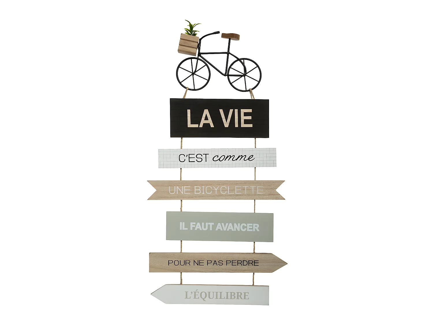 Déco murale en bois Pancarte avec Citation Vélo 28 x 56 cm