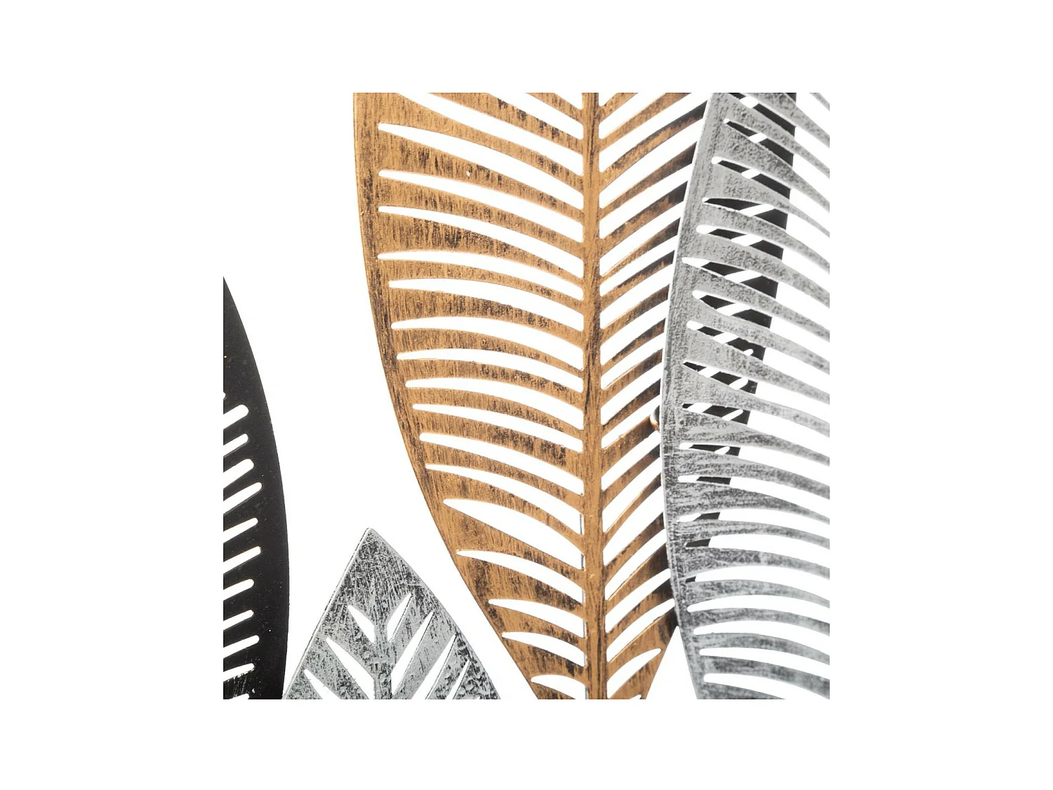 Décoration murale en métal Feuilles Noires et Dorées 37 x 65 cm