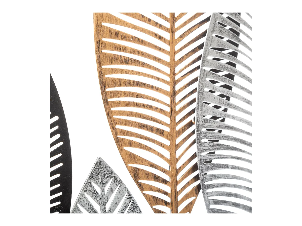 Décoration murale en métal Feuilles Noires et Dorées 37 x 65 cm