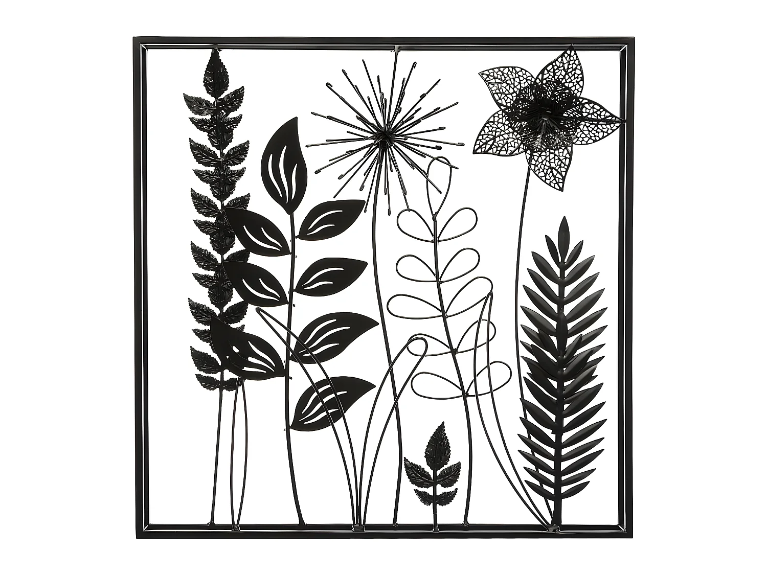 Décoration murale Feuillage en métal Noir 40 x 40 cm