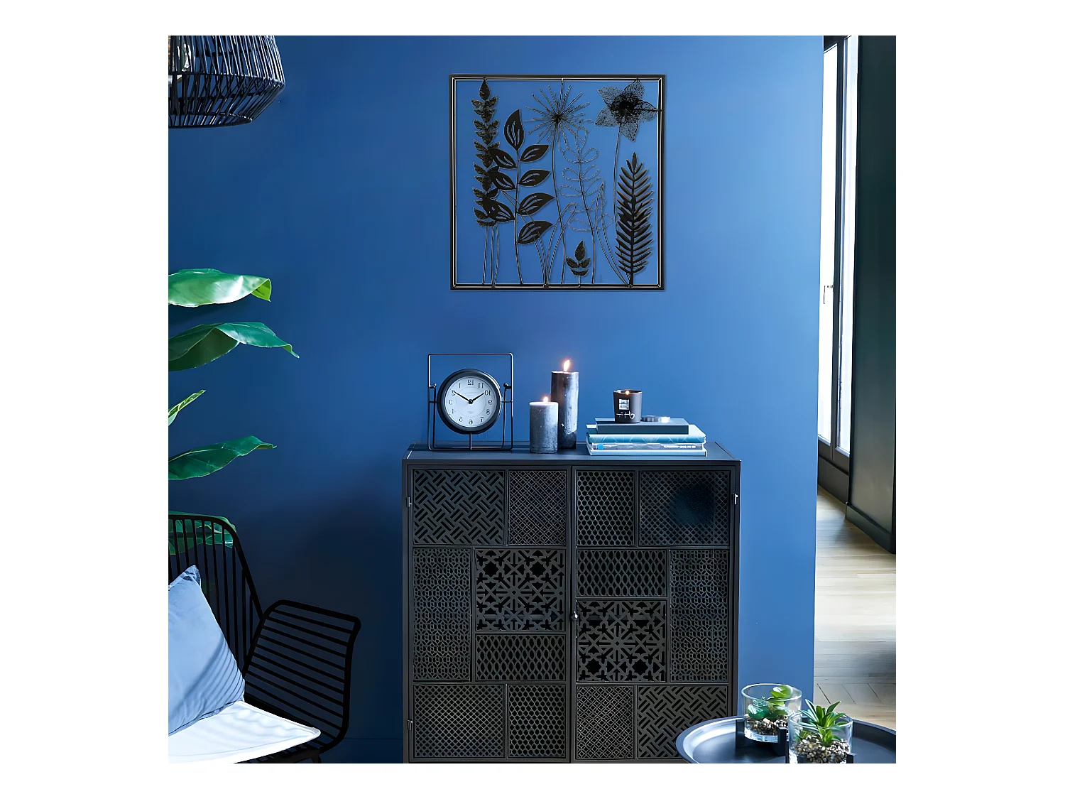 Décoration murale Feuillage en métal Noir 40 x 40 cm