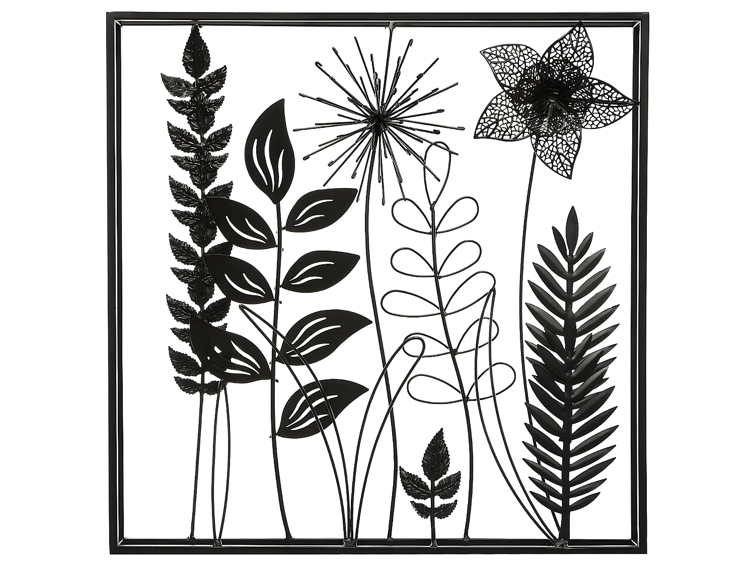 Décoration murale Feuillage en métal Noir 40 x 40 cm