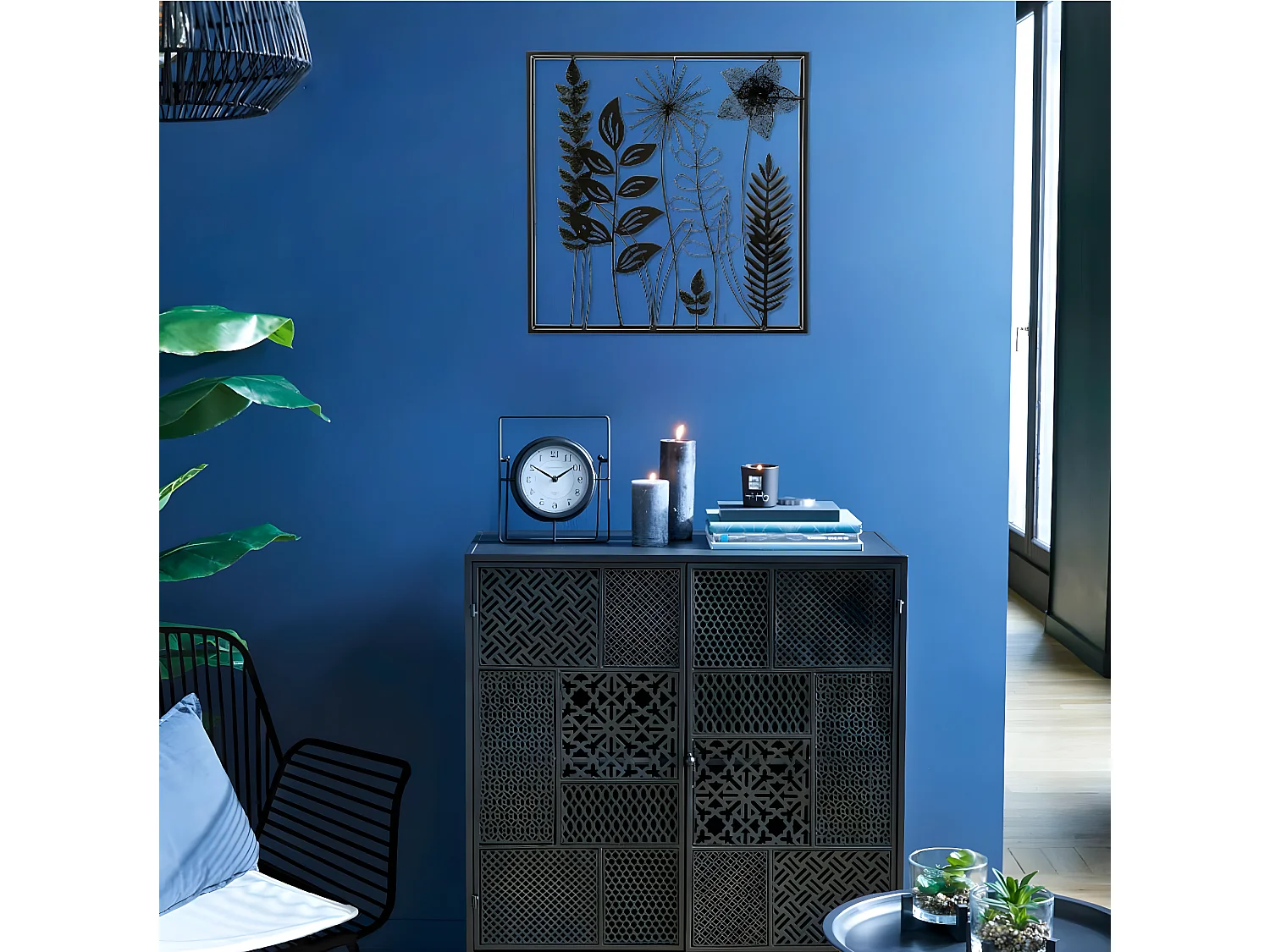 Décoration murale Feuillage en métal Noir 40 x 40 cm