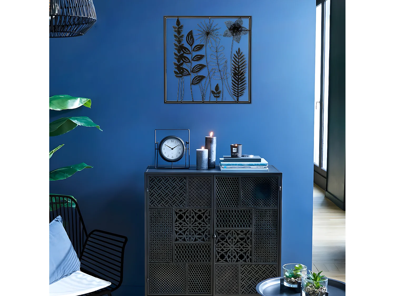 Décoration murale Feuillage en métal Noir 40 x 40 cm