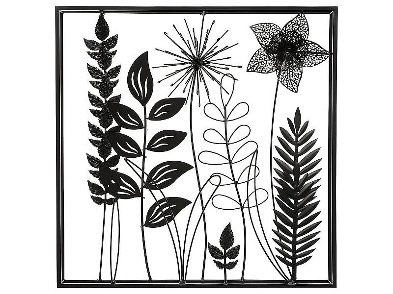 Wanddekoration Metallblätter Schwarz 40 x 40 cm