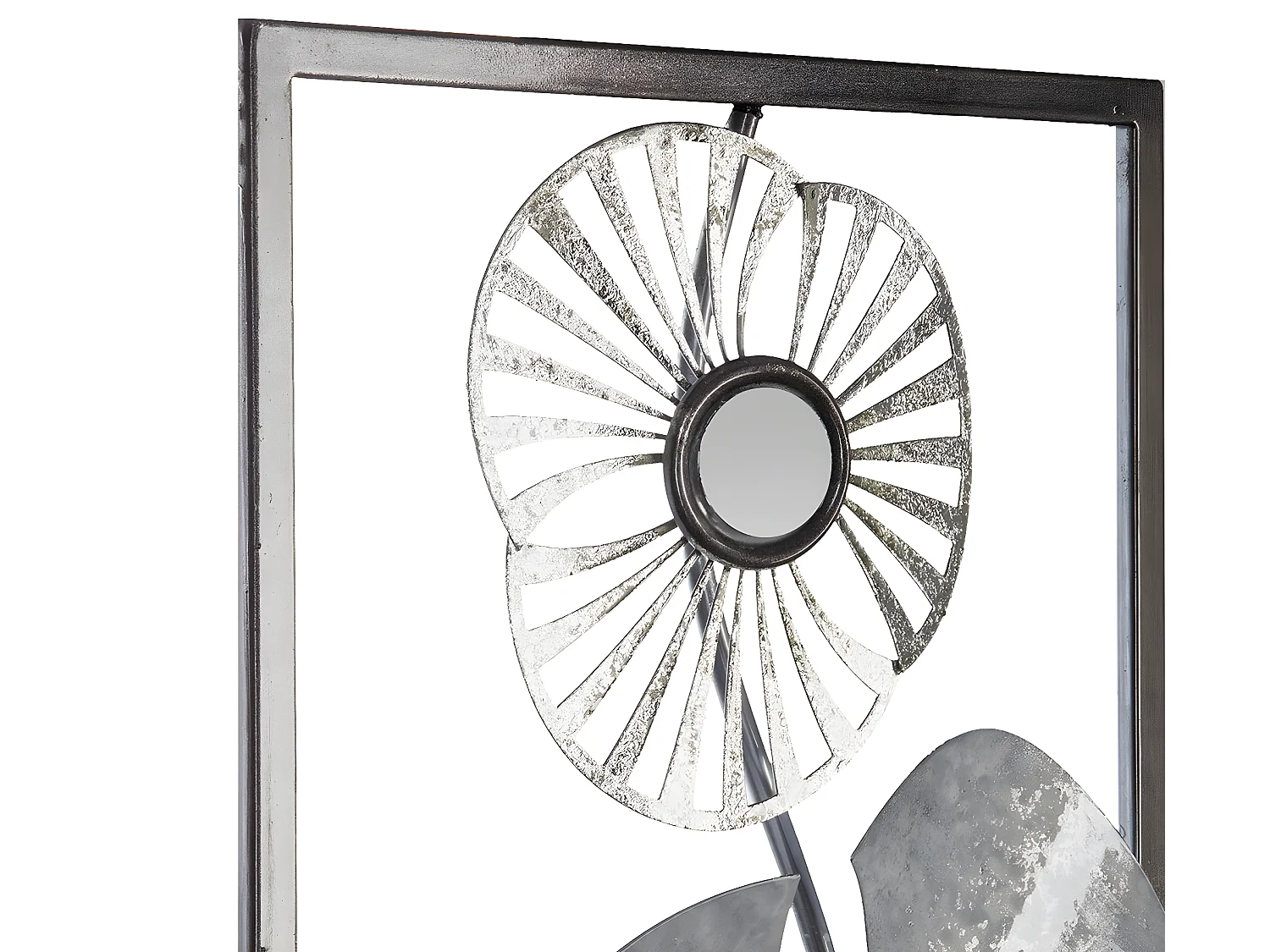 Décoration murale en métal Fleurs argentées 25 x 61 cm