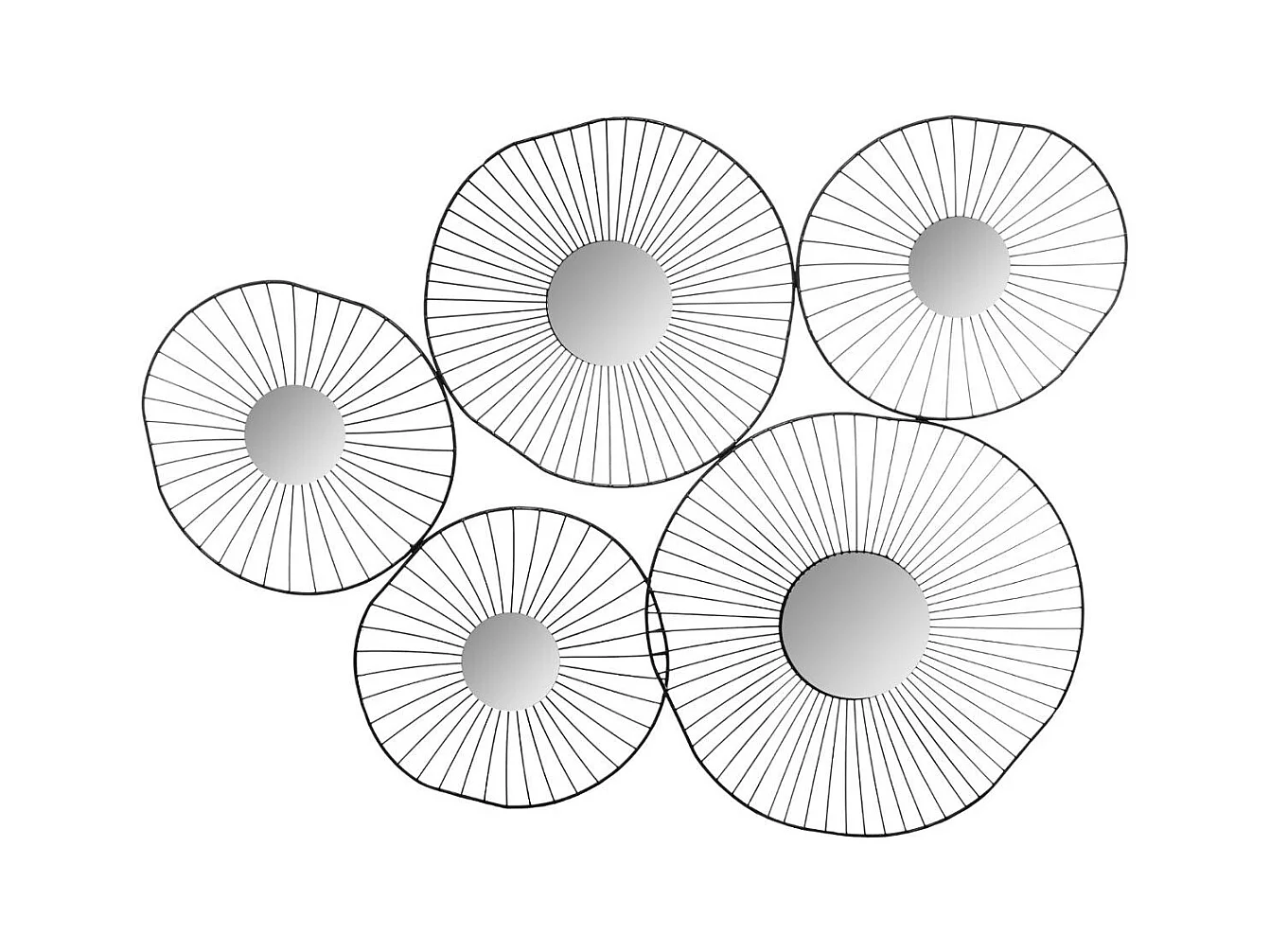 Décoration murale  5 Miroirs en Métal Noir 78 x 58 cm