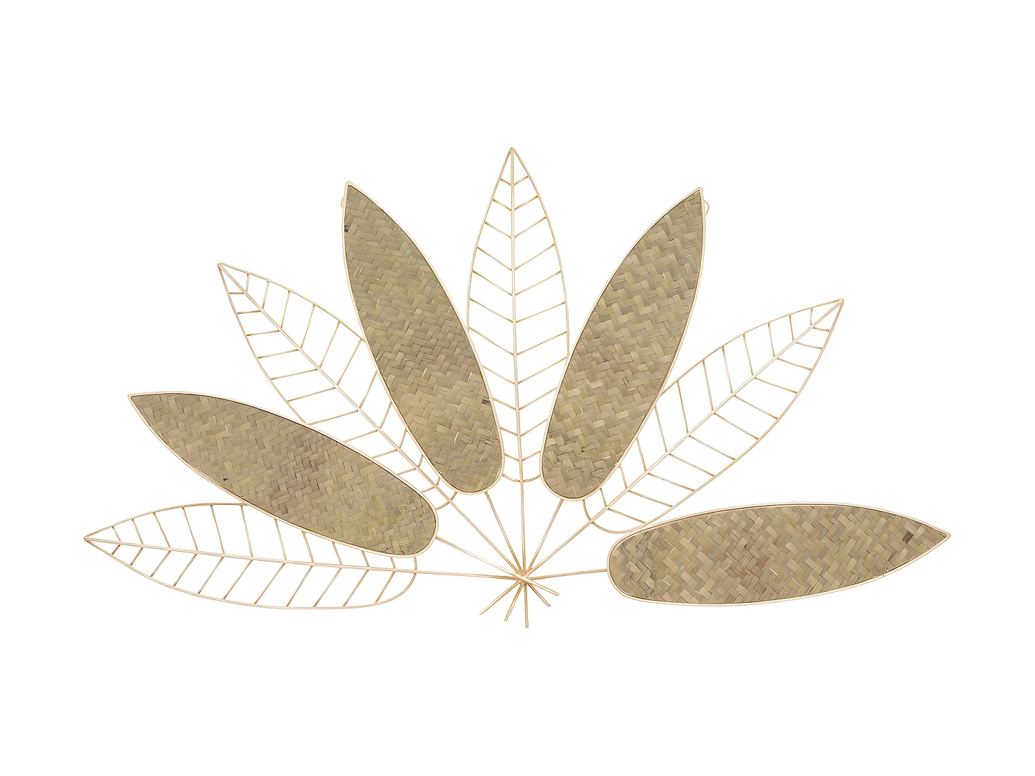 Déco murale Feuilles dorées en Métal et Roseau  81 x 45 cm