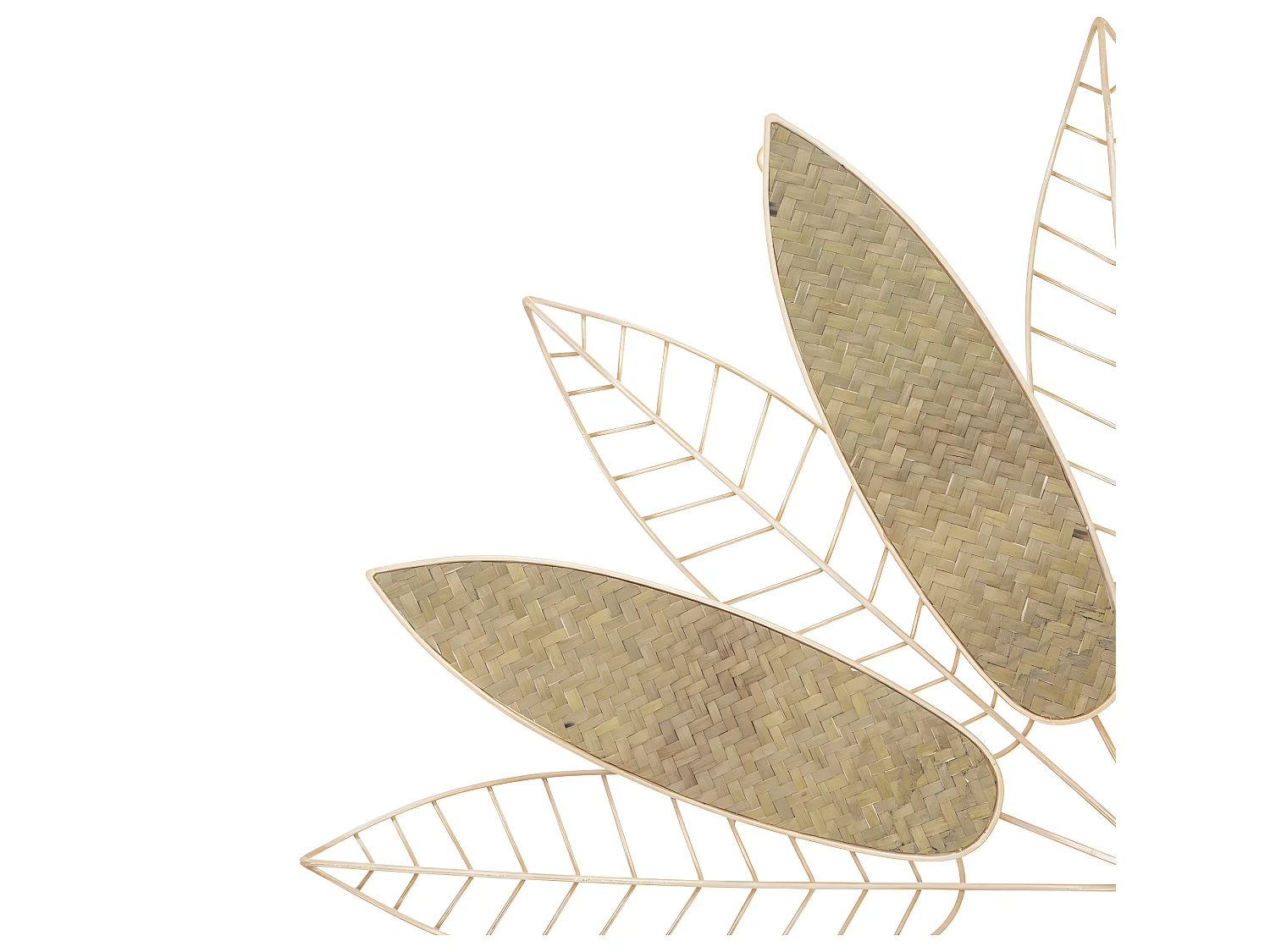 Déco murale Feuilles dorées en Métal et Roseau  81 x 45 cm