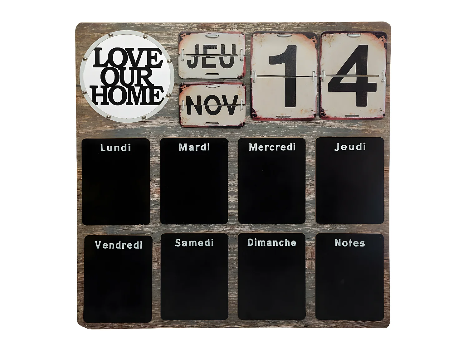 Tableau Mémo Ardoise Semainier 57 x 57 cm