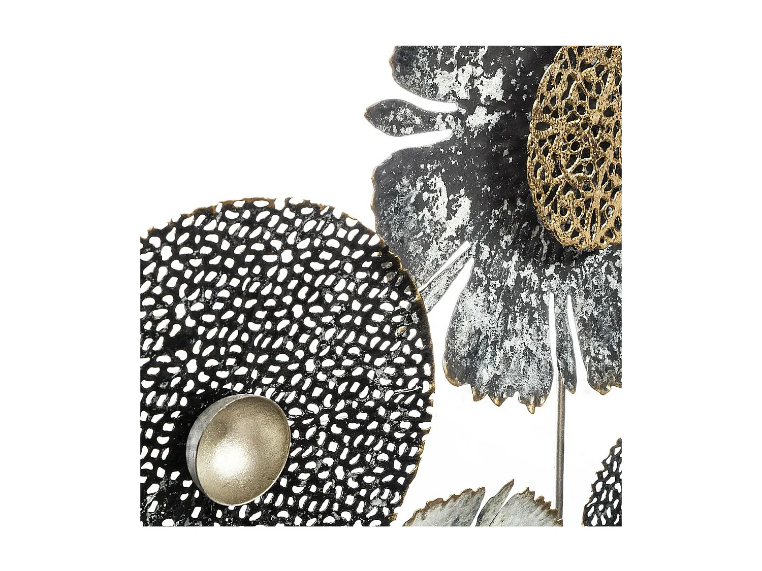 Décoration murale Fleurs en métal Noir et Or 50 x 50 cm