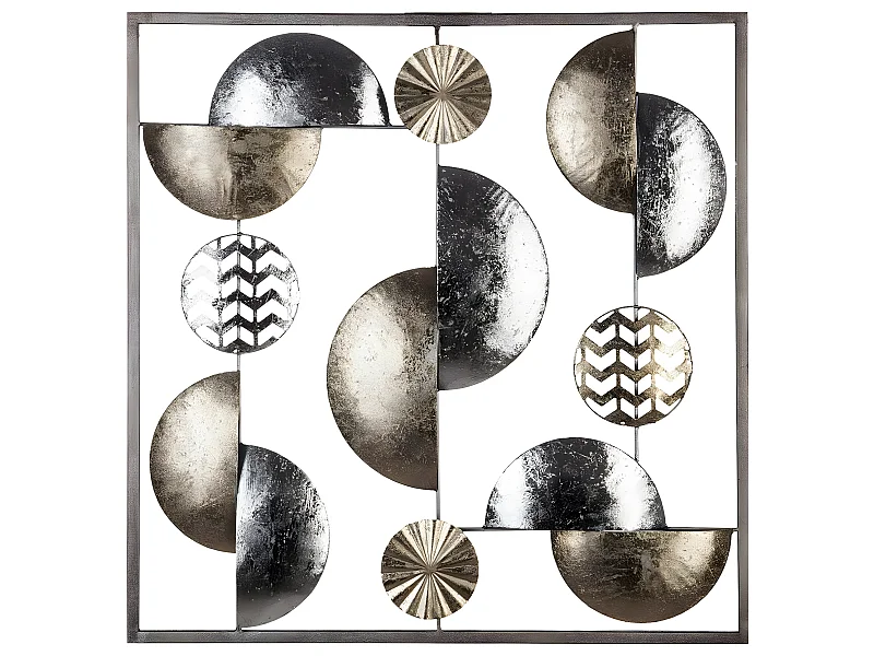 Décoration murale en métal Or et Argent 50 x 50 cm
