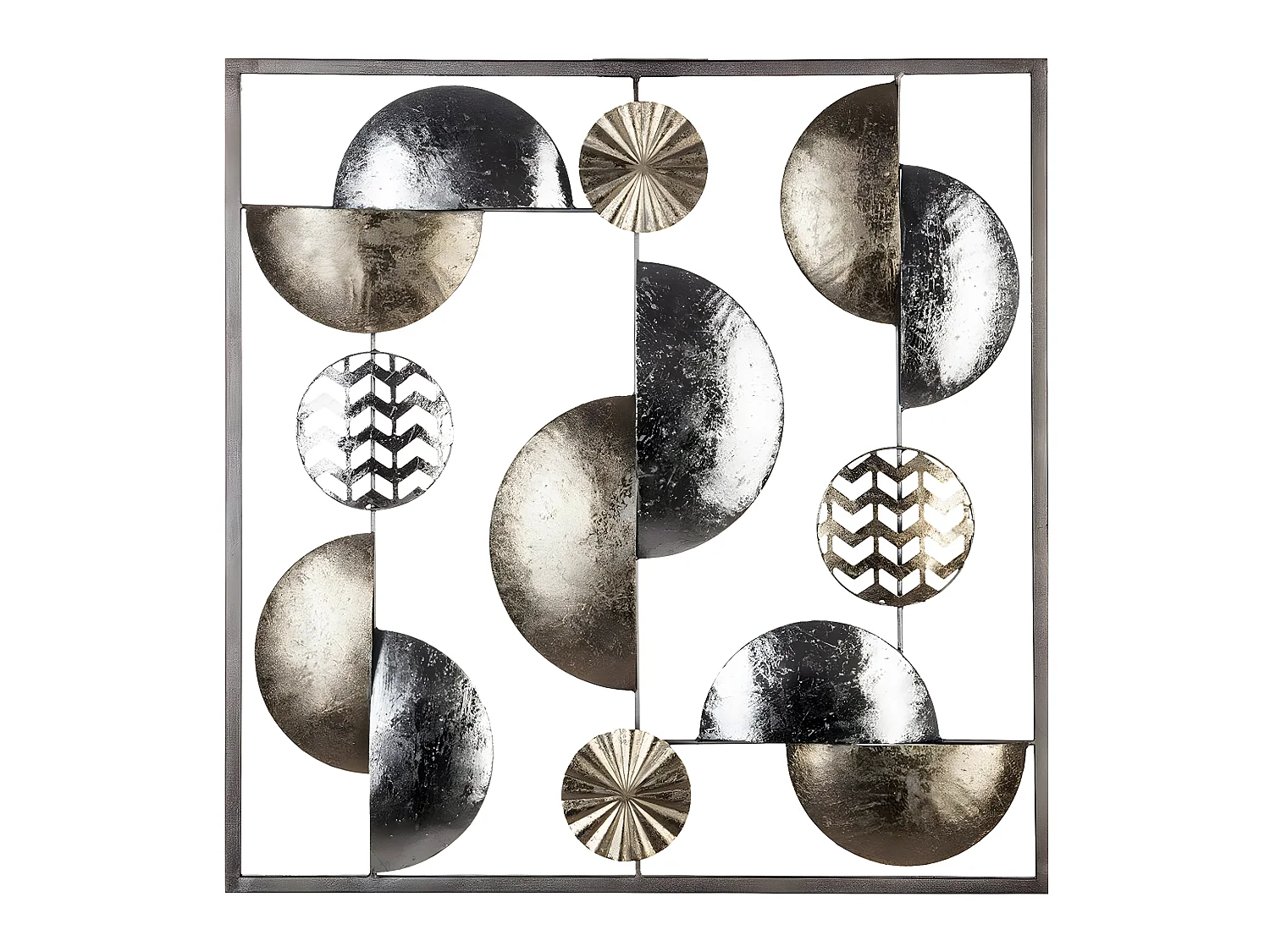 Décoration murale en métal Or et Argent 50 x 50 cm