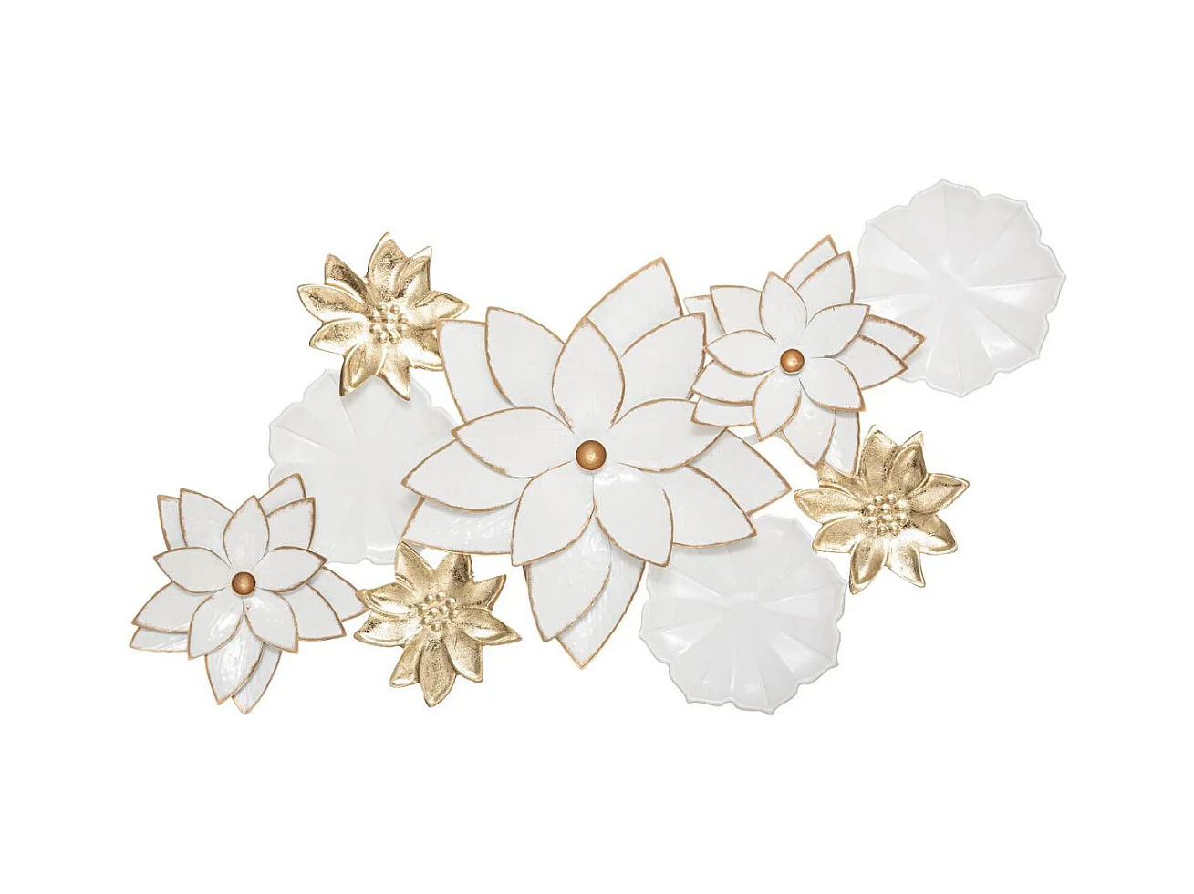 Décoration murale en Métal Blanc et Doré 80 x 42  cm