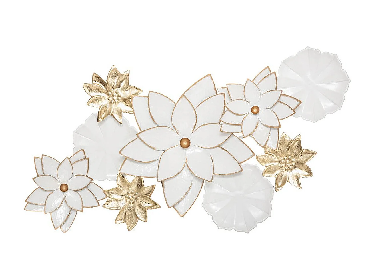 Décoration murale en Métal Blanc et Doré 80 x 42  cm