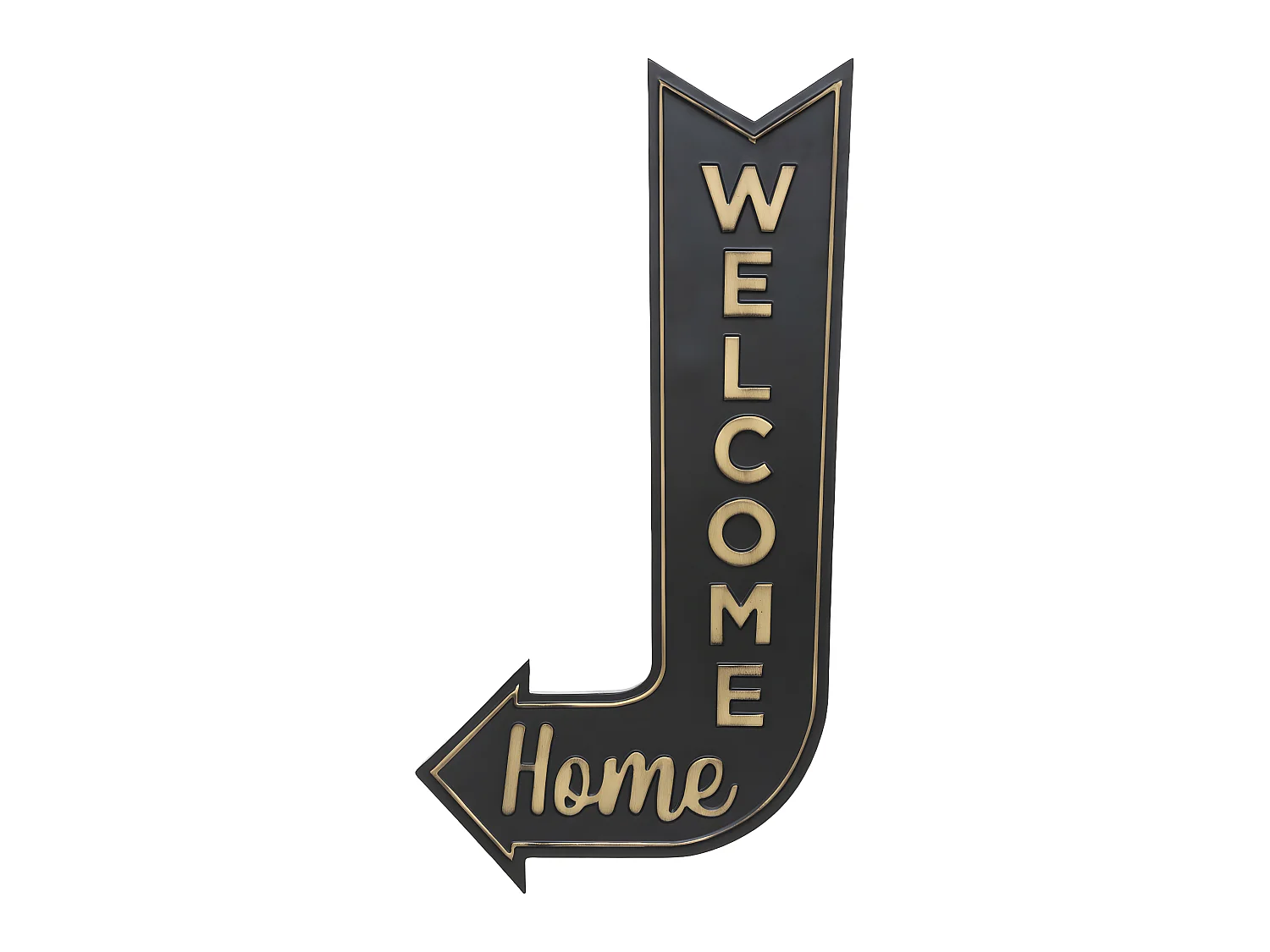 Déco murale Flèche WELCOME en métal noir et doré H 74 cm