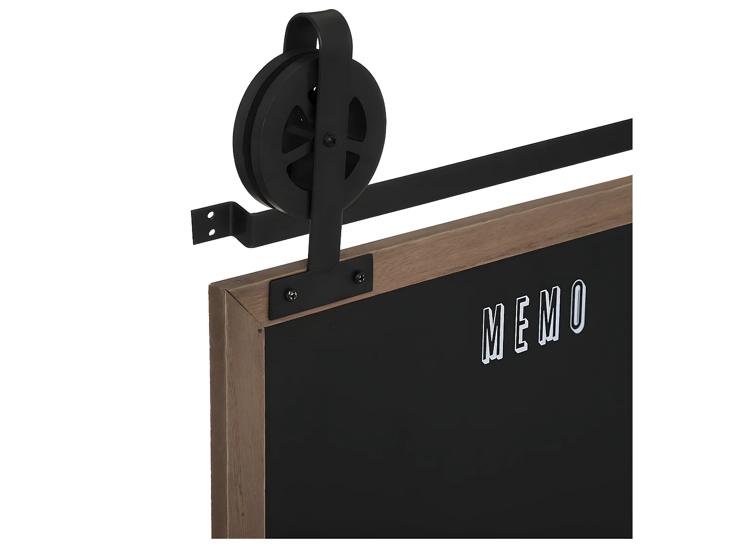 Tableau mémo ardoise sur poulies 55 x 68 cm Esprit industriel