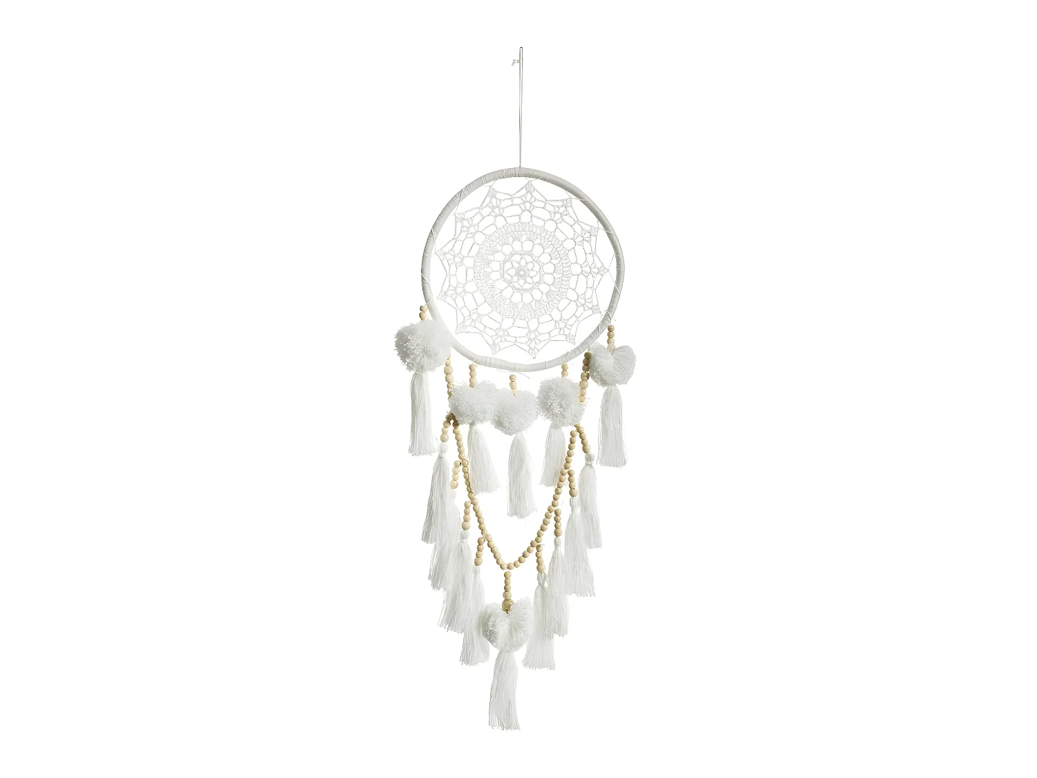 Déco murale Attrape Rêves Pompons H 56 cm