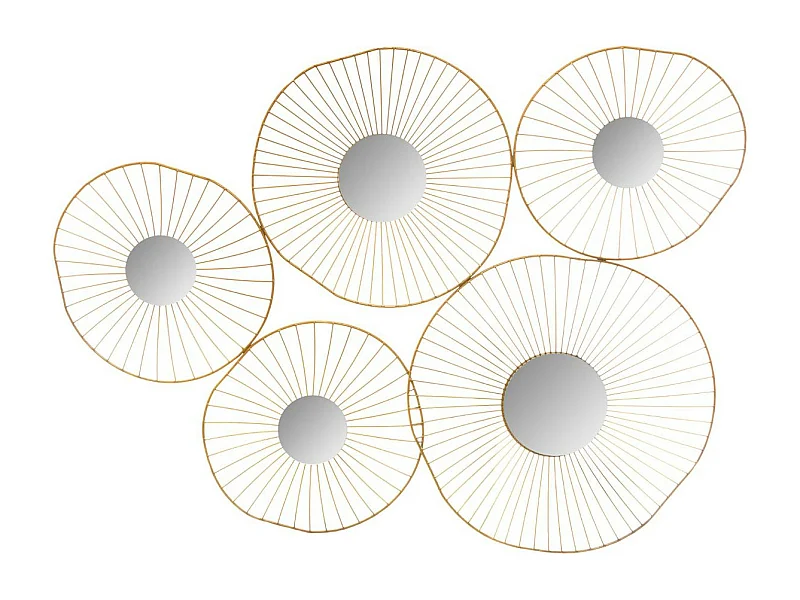Décoration murale  5 Miroirs en Métal Doré 78 x 58 cm
